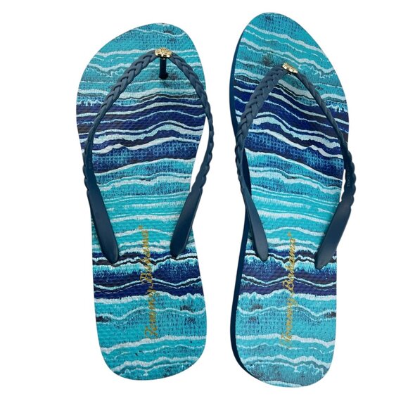 Tommy Bahama Shoes - Tommy‎ Bahama Flip Flops Size 9/10 Braided Wave Blue Thong Sandals Beach